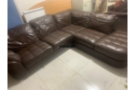 Large Brown Leather Corner Sofa